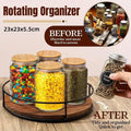 Rotating Wooden Desktop Storage Tray 360 Degree Spice Organiser with Steel Edge