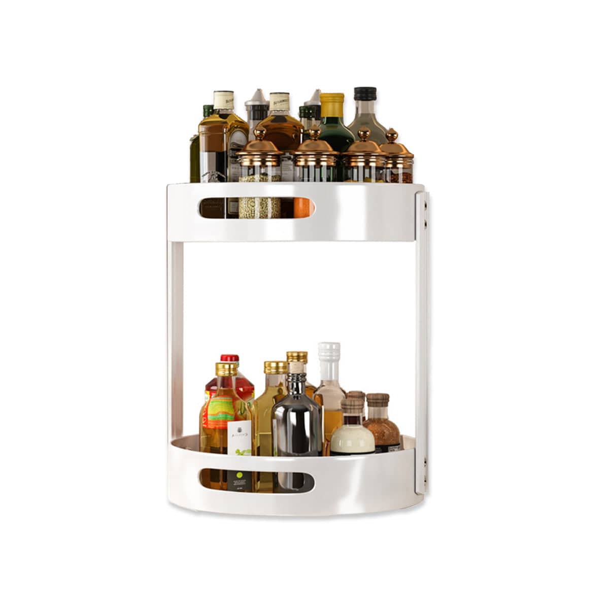 Round 2 Tier Rotating Seasoning Storage Rack Kitchen Condiment Organiser - view 2