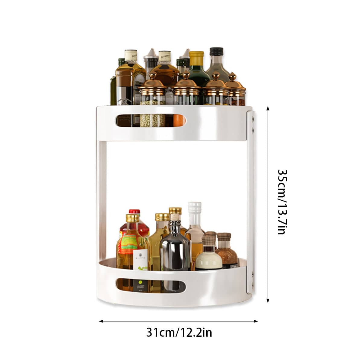 Round 2 Tier Rotating Seasoning Storage Rack Kitchen Condiment Organiser - view 3