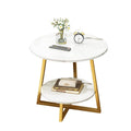 Round 2 Tier Side Table - White Marble Look Top, Gold Metal Frame - view 2