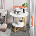 Round 2 Tier Side Table - White Marble Look Top, Gold Metal Frame - view 3