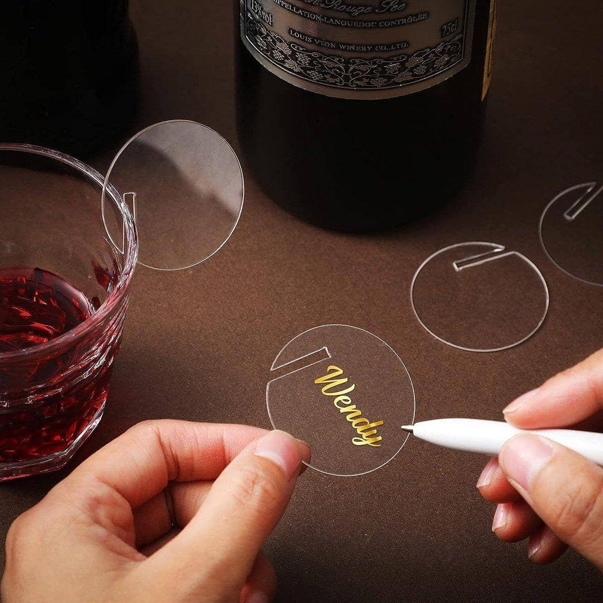 Round Acrylic Drink Markers for Wine Glasses, 30 Pack - Clear - view 4