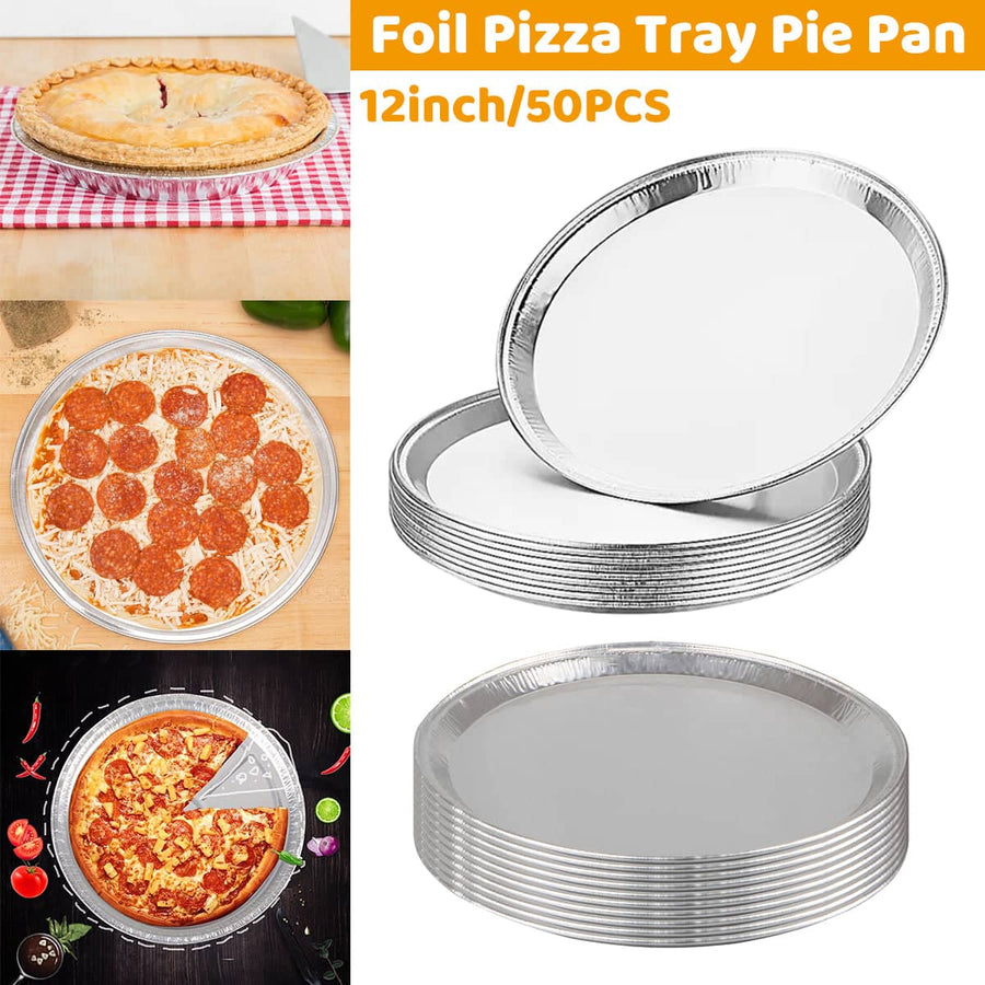 Round Aluminium Foil Pizza Trays 31 cm (12.2 Inch), Pack of 50 for Baking and Catering