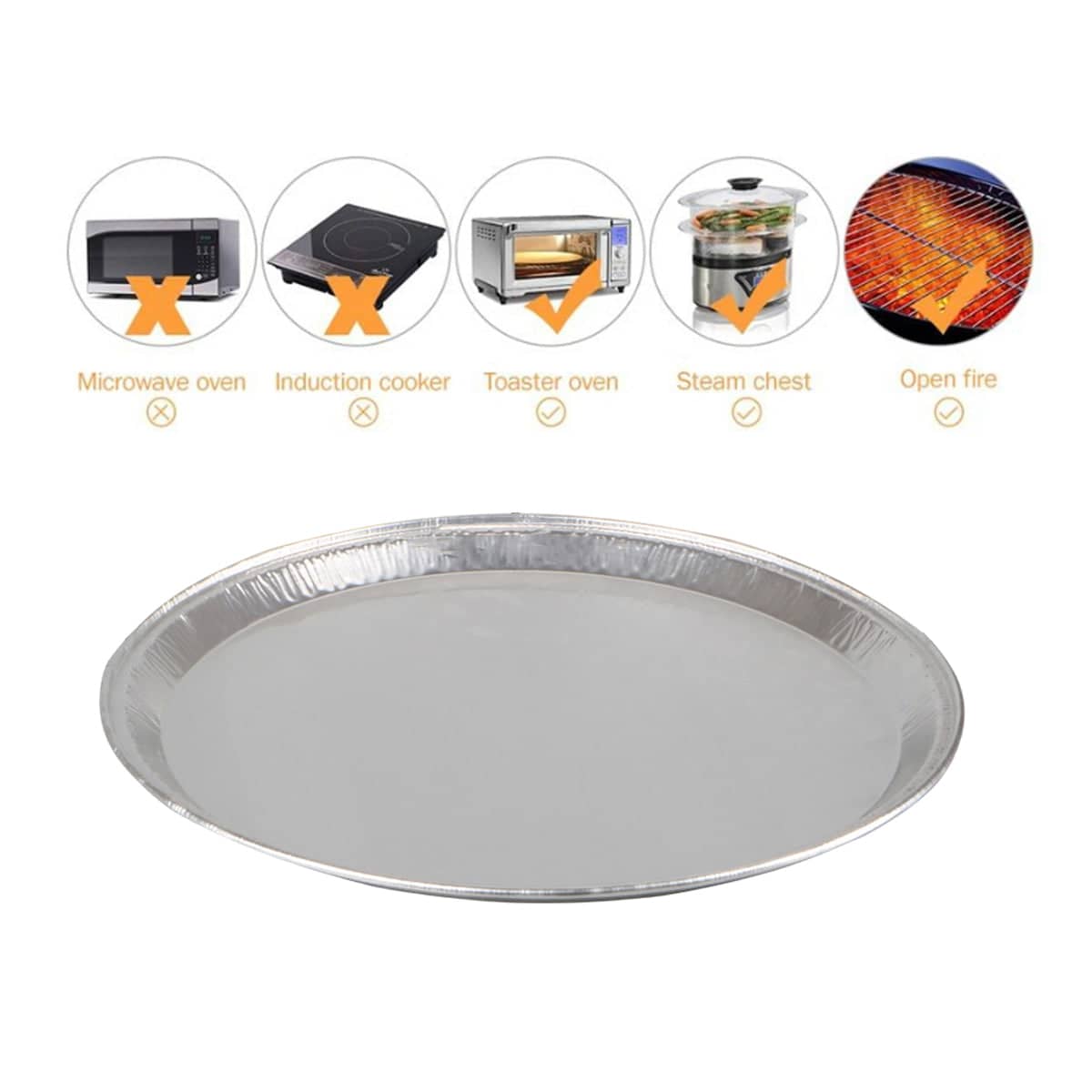 Round Aluminium Foil Pizza Trays 31 cm (12.2 Inch), Pack of 50 for Baking and Catering - view 5