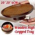 Round Bamboo High Foot Serving Tray in Walnut for Dim Sum, Desserts and Fruit
