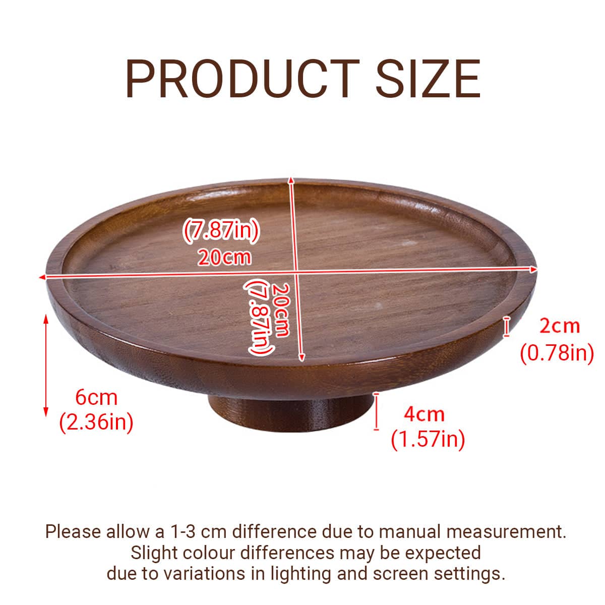 Round Bamboo High Foot Serving Tray in Walnut for Dim Sum, Desserts and Fruit - view 3