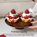 Round Bamboo High Foot Serving Tray in Walnut for Dim Sum, Desserts and Fruit - view 4