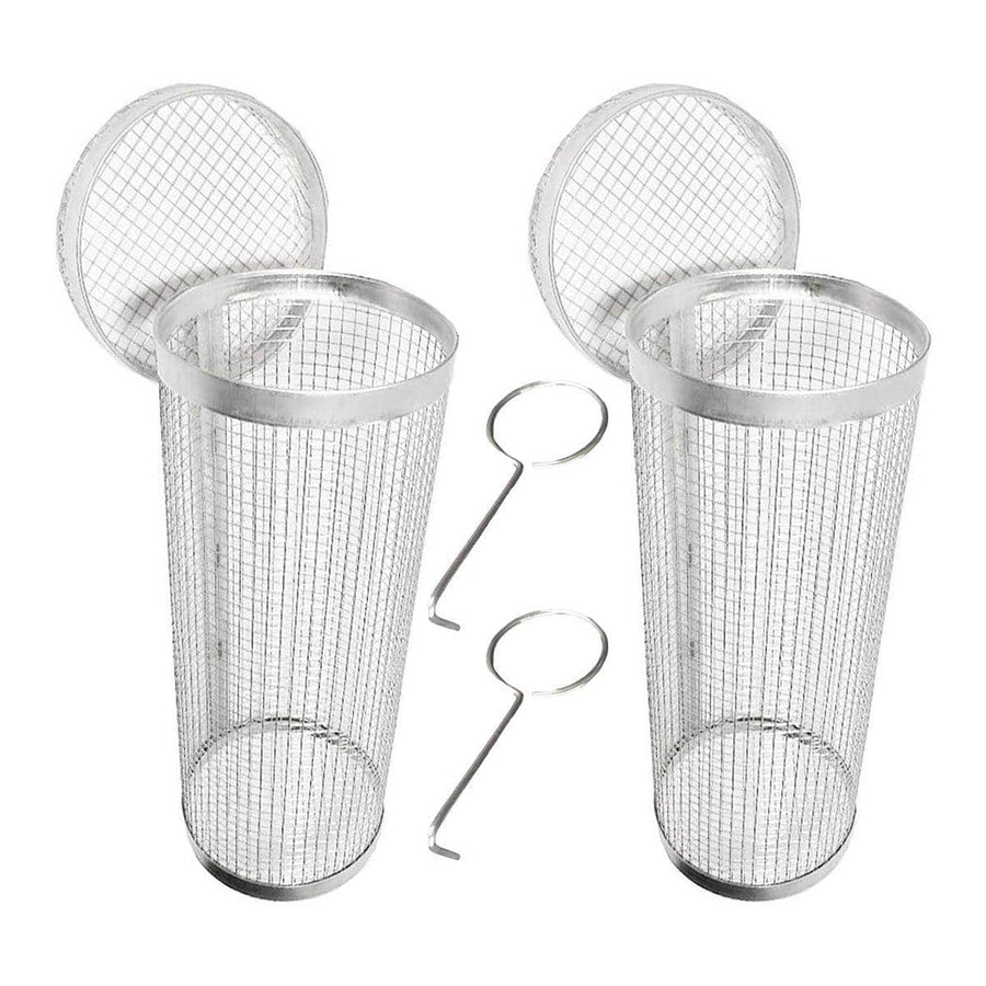 Round BBQ Grill Basket Cage Pack of 2 - Small (20 x 9.5 cm)