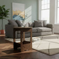 Round Bedside Table with Two-Tier Storage in Brown - view 4