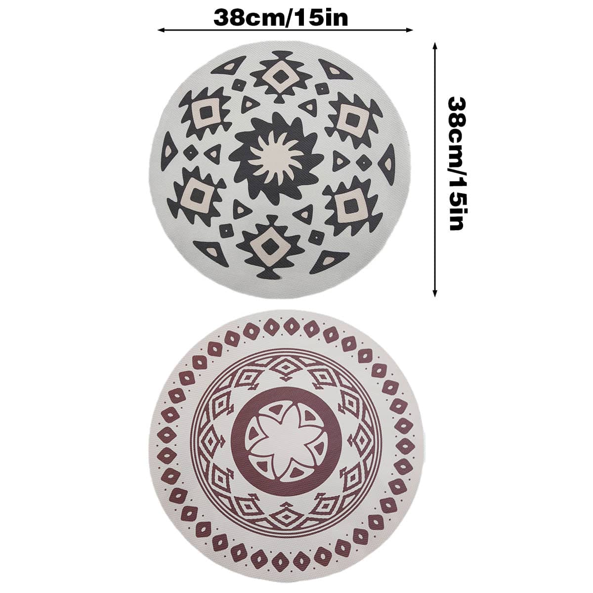 Round Bohemian Placemats, 38 cm, Pack of 4 - Black - view 4