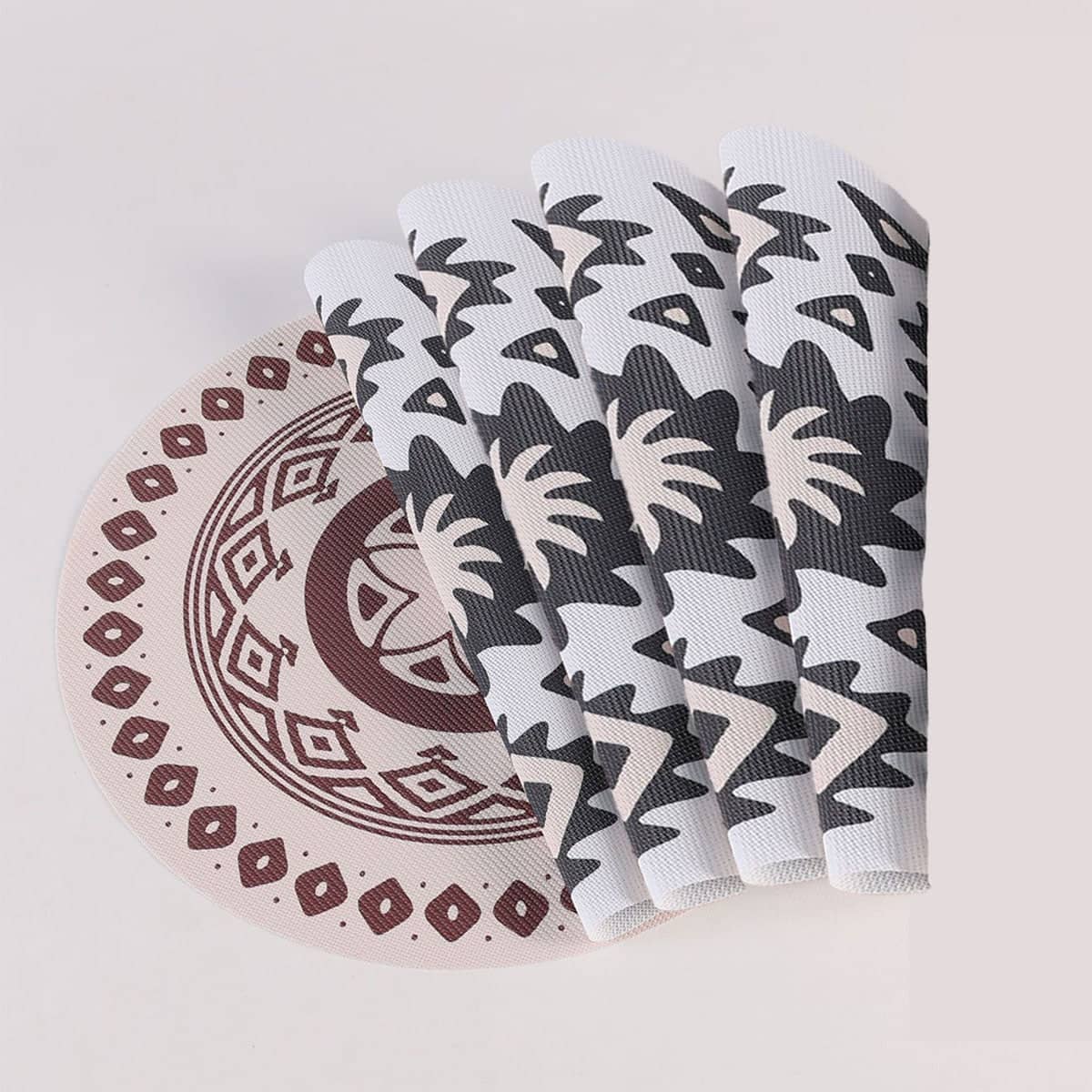Round Bohemian Placemats, 38 cm, Pack of 4 - Black - view 5