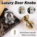 Round Brass Door Handle Lock Set Privacy Knob for Bedroom Interior Doors - Gold - view 2