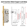Round Brass Door Handle Lock Set Privacy Knob for Bedroom Interior Doors - Gold - view 4