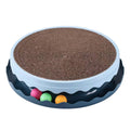Round Cat Scratcher with Ball Track and Corrugated Board - Light Blue and Navy