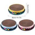 Round Cat Scratcher with Ball Track and Corrugated Board - Pink and Brown - view 4