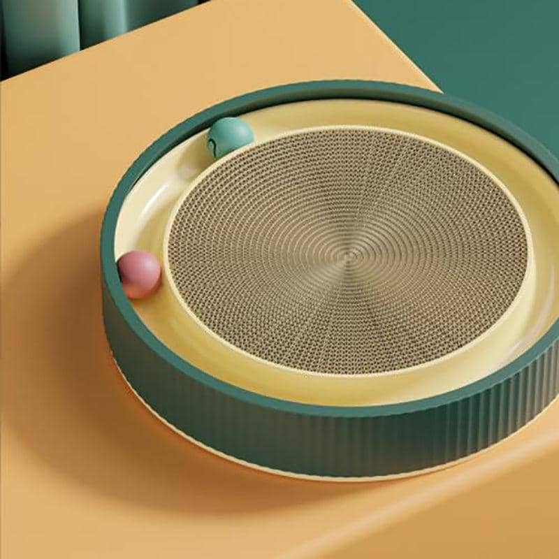 Round Cat Scratcher Lounge Bed with Ball Track, 40 cm - White - view 4