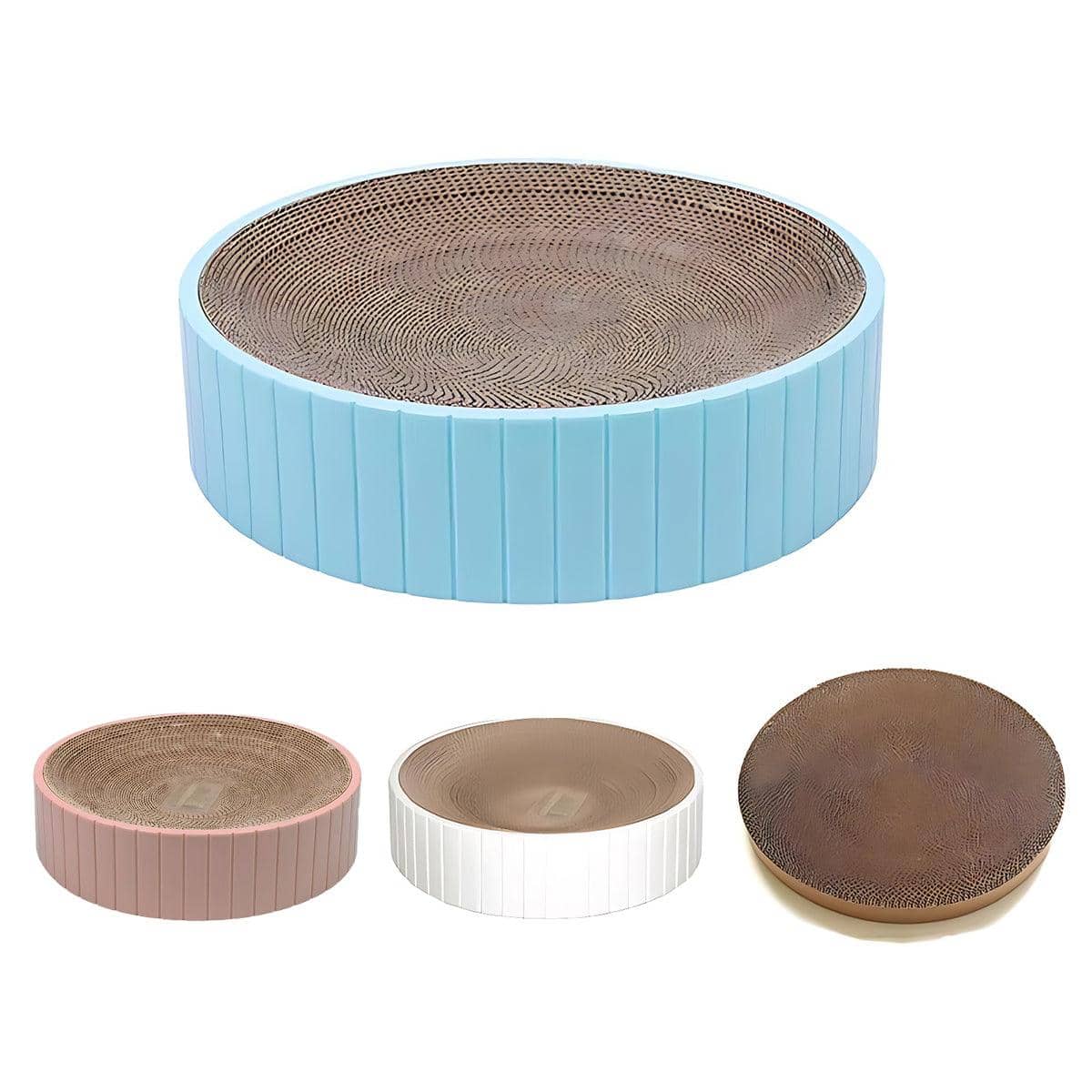 Round Cat Scratching Board and Lounge Bed - Light Blue - view 3