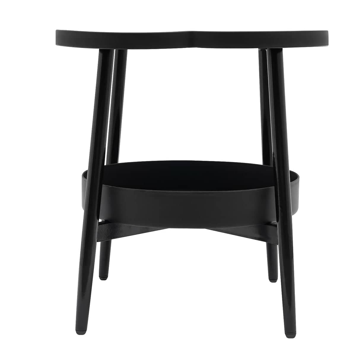 Round Coffee Side Table, Double-Layer Storage, 38cm - Black - view 2