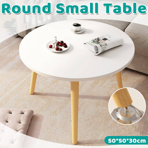 Round Coffee Table 50 cm Low Side Table for Living Room and Bedroom