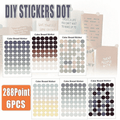 Round Dot Stickers for Scrapbooks and Journals, 288 Dots in 6 Sheets