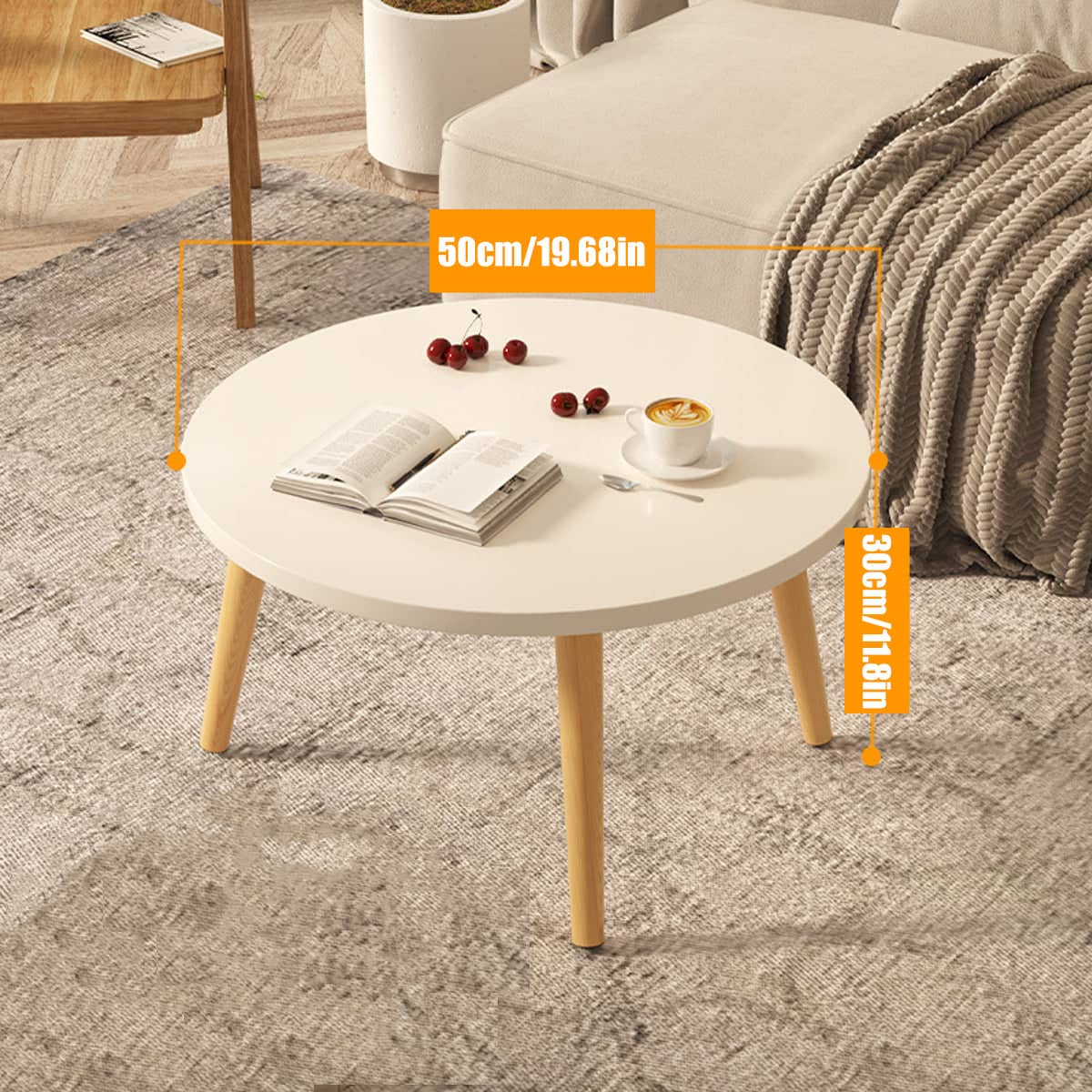 Round End Table 50 cm Diameter, 1-Tier Small Side Table for Living Room - view 3