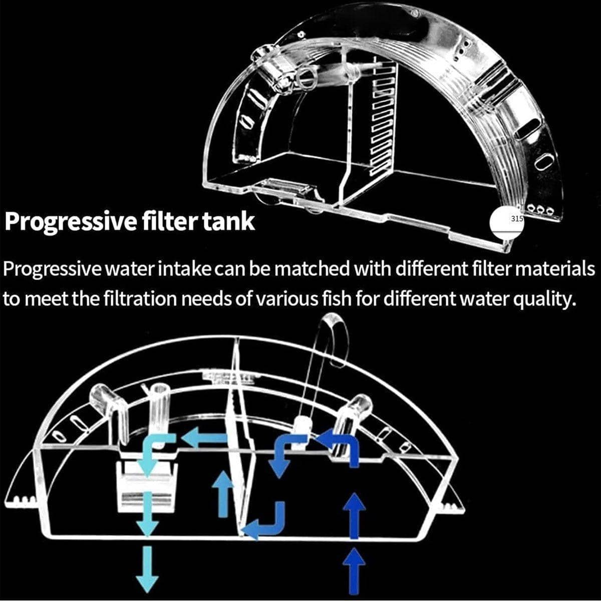 Round Fish Tank External Filter Box, 3-In-1 Trickle Box - XL (27-30 cm Inner Diameter) - view 4