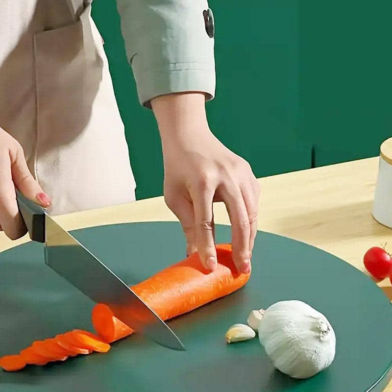 Round Green Plastic Kitchen Chopping Board, Anti-Slip Food Cutting Board - 31cm - view 5