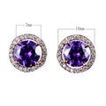Round Halo Stud Earrings, Rose Gold Plated - Multicolour Rainbow Centre Stone - view 3