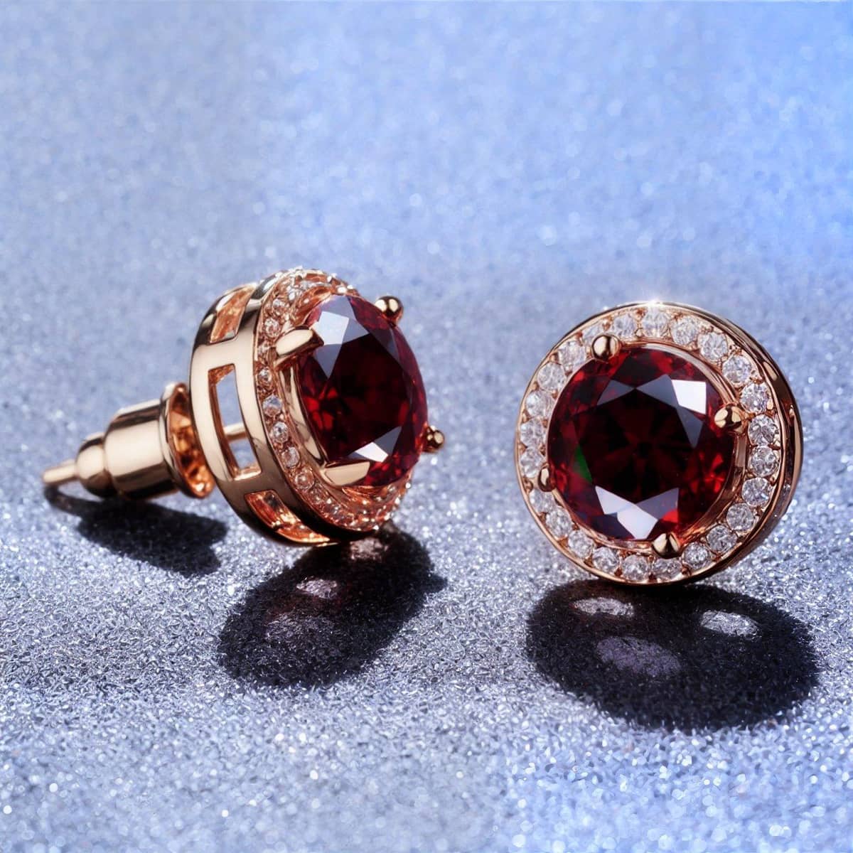 Round Halo Stud Earrings, Rose Gold Plated - Multicolour Rainbow Centre Stone - view 4