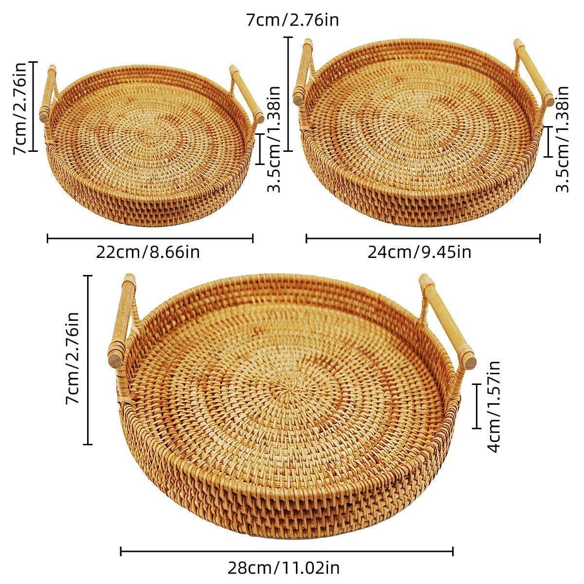 Round Hand Woven Rattan Storage Basket - 22 cm Diameter - view 4