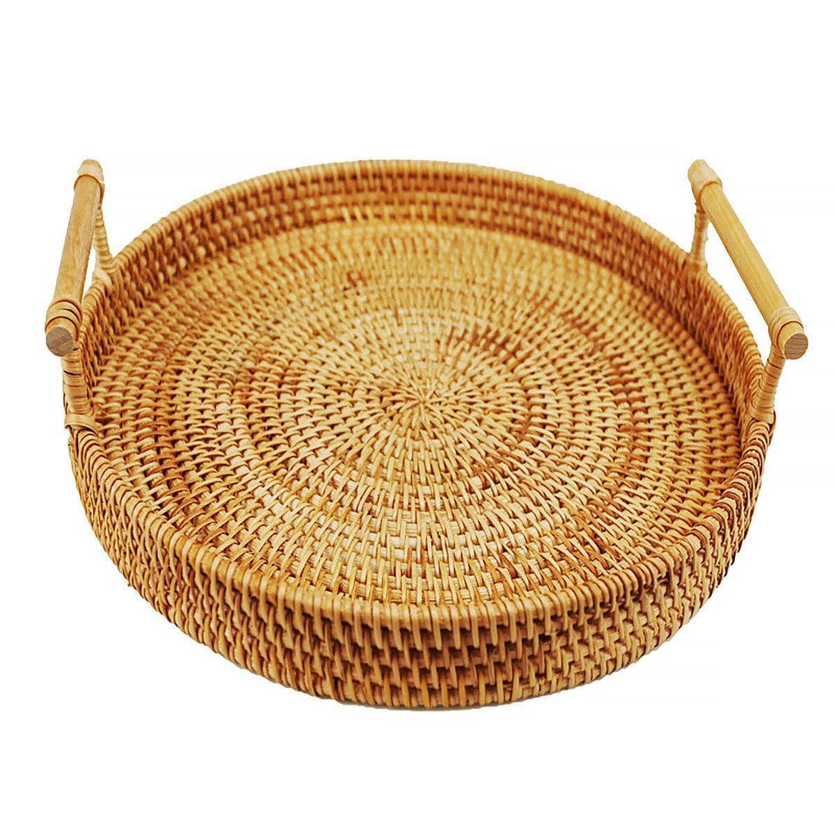 Round Hand Woven Rattan Storage Basket - 28 cm Diameter