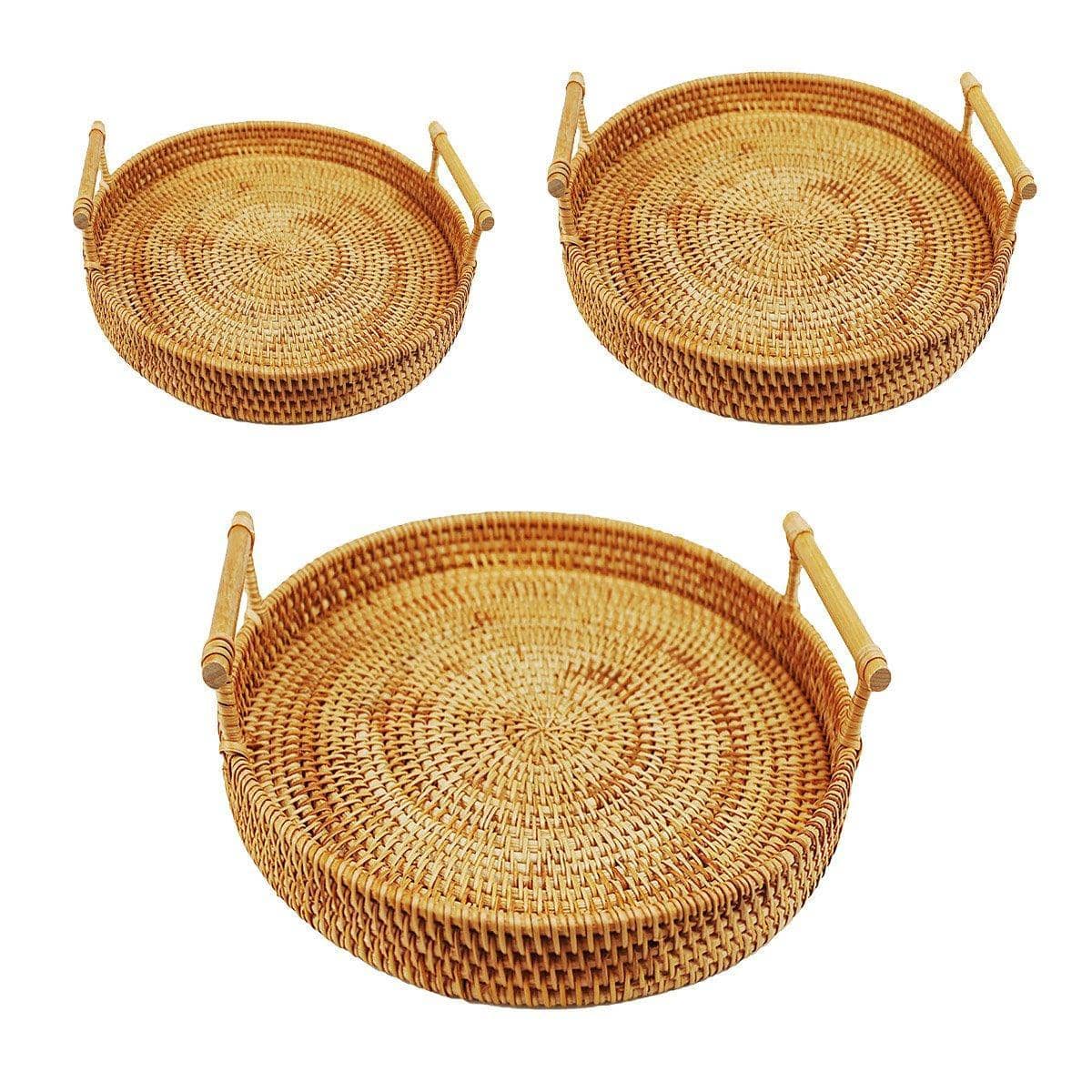 Round Hand Woven Rattan Storage Basket - 28 cm Diameter - view 3