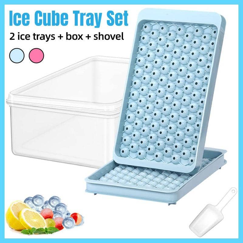 Round Ice Cube Tray Set with Lid, 104 Cubes per Tray - Pink - view 2