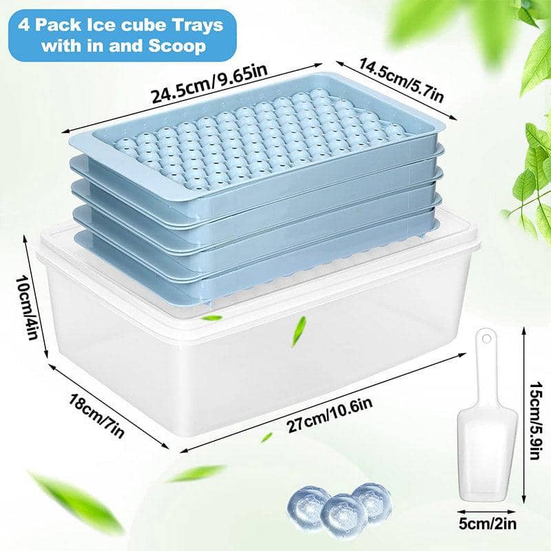 Round Ice Cube Tray Set with Lid, 104 Cubes per Tray - Pink - view 4