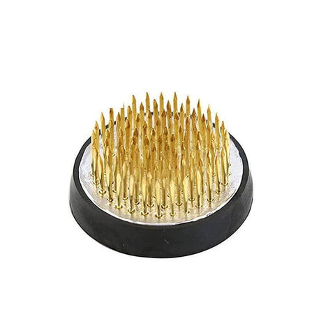 Round Ikebana Flower Frog Kenzan Pin Holder, Black and Gold - 40 mm