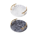 Round Marble Desktop Tray with Gold Handles for Fruit and Decor - White - view 3