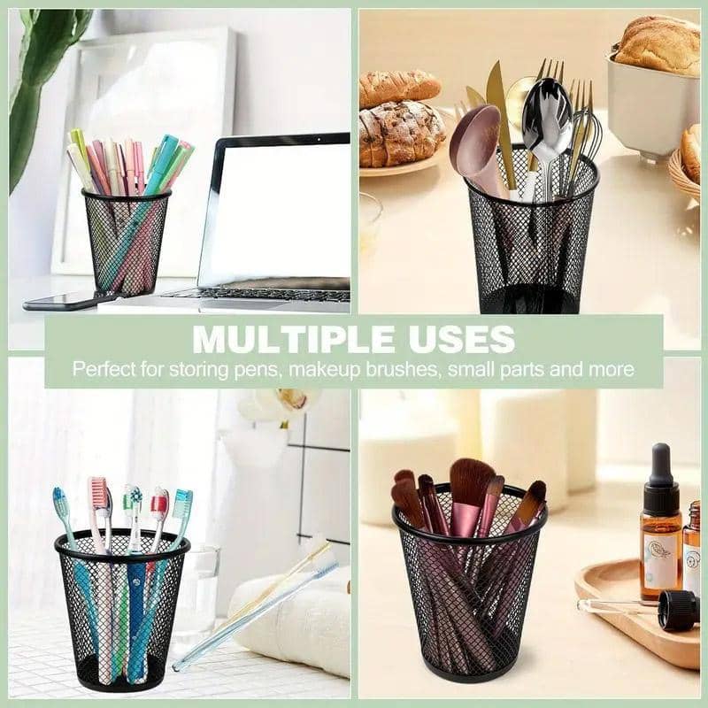 Round Mesh Metal Desk Pen Holder, Set of 4 Desktop Organiser - view 4