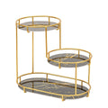 Round Multi-Tier Metal Storage Rack, 2 Tier - Gold and Black
