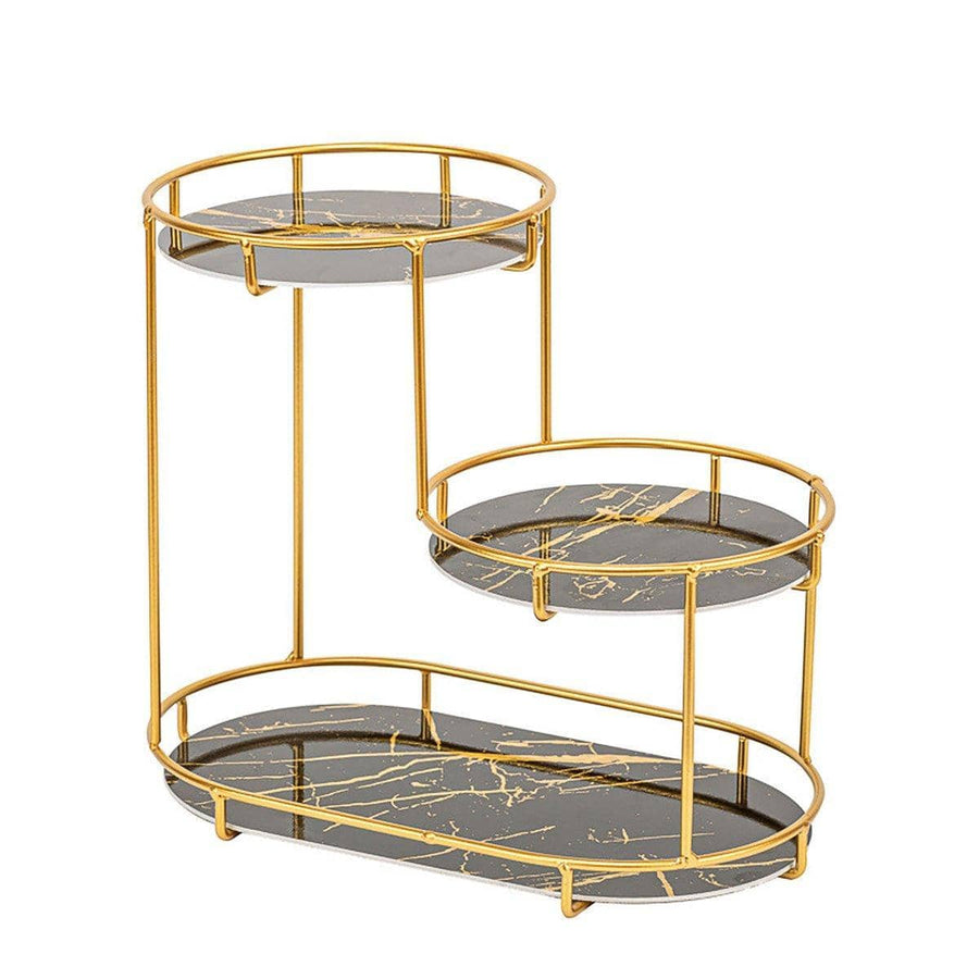 Round Multi-Tier Metal Storage Rack, 2 Tier - Gold and Black