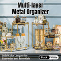Round Multi-Tier Metal Storage Rack, 2 Tier - Gold and Black - view 2