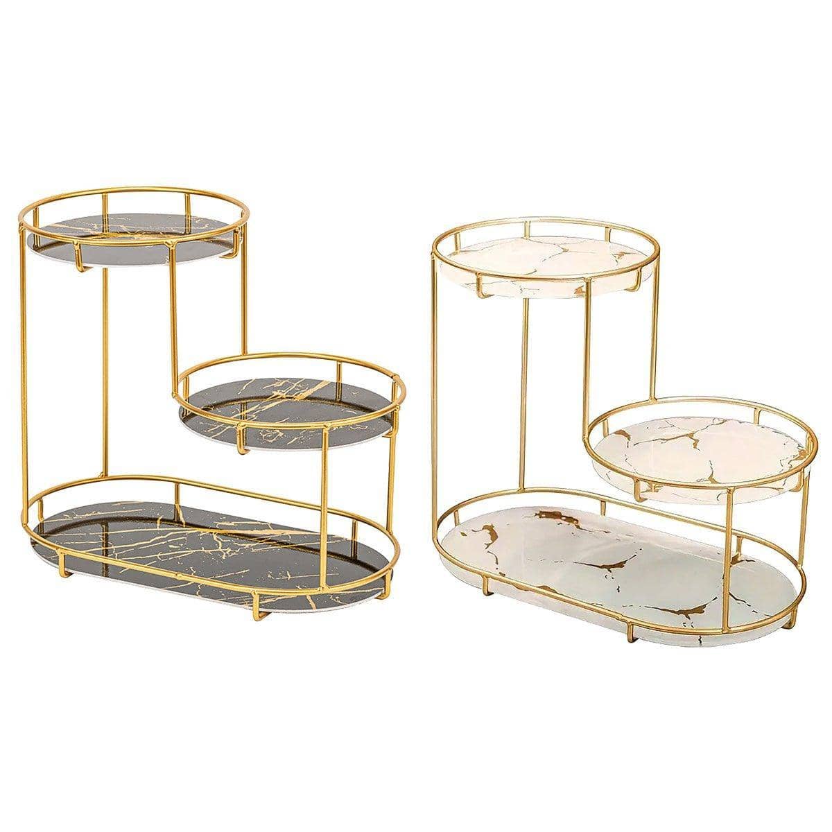 Round Multi-Tier Metal Storage Rack, 2 Tier - Gold and Black - view 3