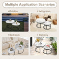 Round Nesting Coffee Table Set with Marble-Look Top - Black Frame - view 5