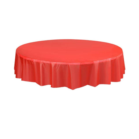 Round PEVA Disposable Tablecloths, Pack of 10 - Red, 213 cm (83.9 Inch) Diameter