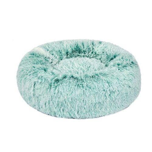 Round Plush Dog and Cat Bed with Washable Zip Cover, 70 cm - Light Green