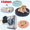 Round Plush Dog and Cat Bed with Washable Zip Cover, 80 cm - Light Grey - view 2