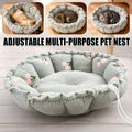 Round Plush Pet Bed with Adjustable Drawstring Nest - Light Green