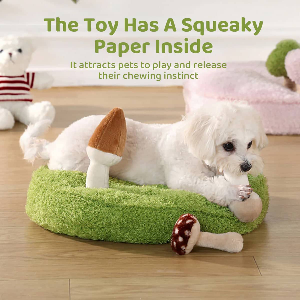 Round Plush Pet Bed Nest with Mushroom Toys for Cats and Dogs - view 5