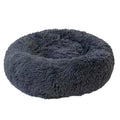 Round Plush Pet Bed with Washable Zip Cover - Dark Grey, Small (50 cm)