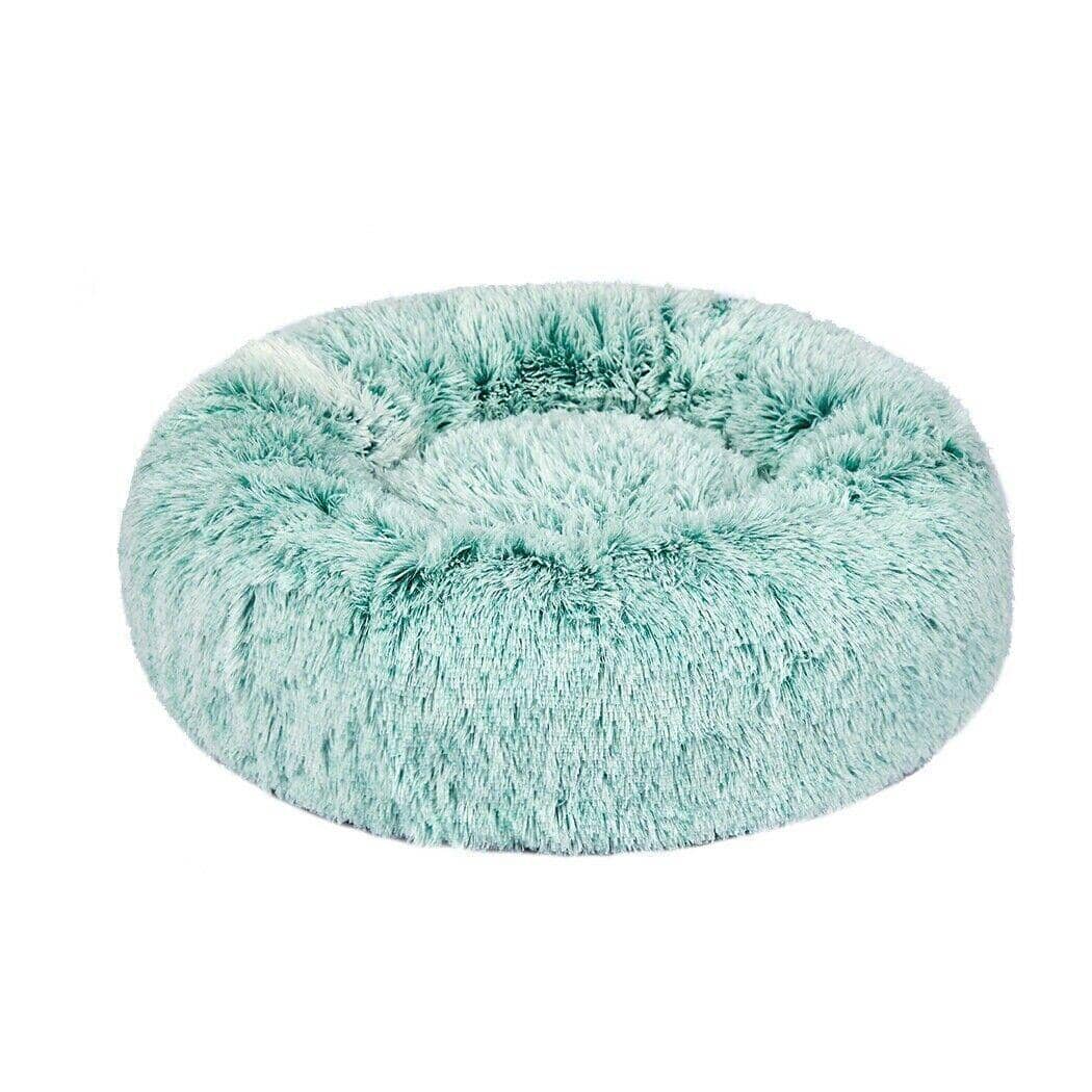 Round Plush Pet Bed with Washable Zip Cover for Dogs and Cats, XXL 100 cm - Light Green
