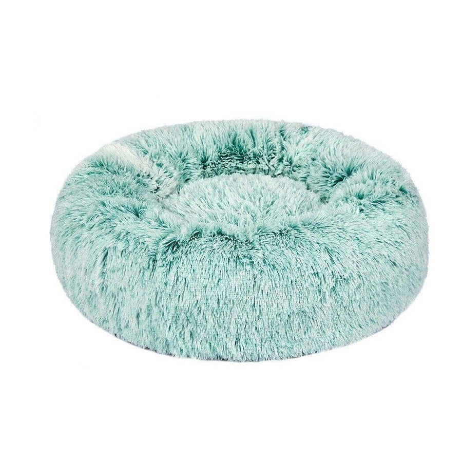 Round Plush Pet Bed with Washable Zip Cover for Dogs and Cats, XXL 100 cm - Light Green